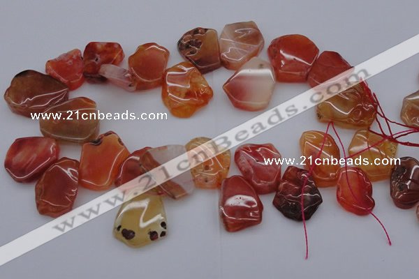 CTD307 Top drilled 15*20mm - 20*25mm freeform red agate beads