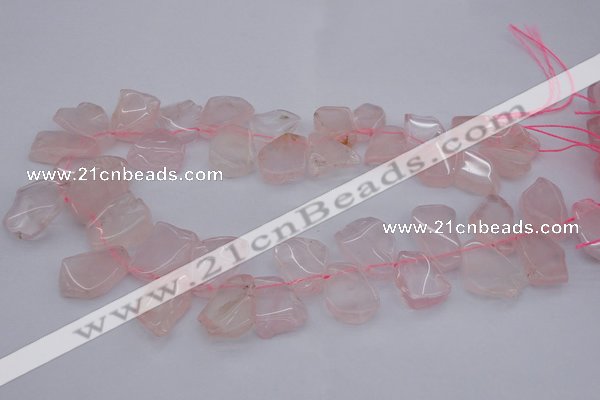 CTD320 Top drilled 15*20mm - 20*25mm freeform rose quartz beads