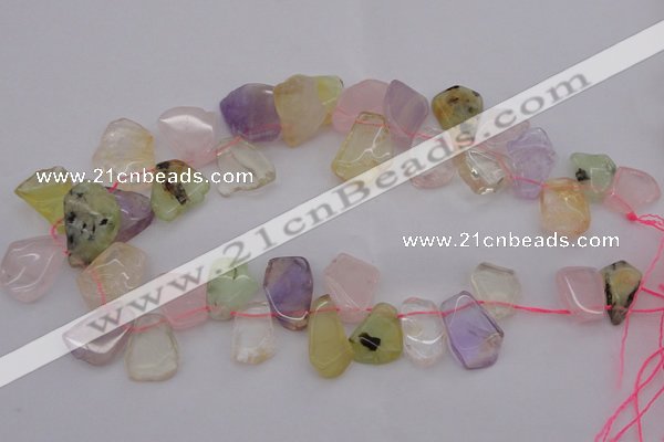 CTD321 Top drilled 15*20mm - 20*25mm freeform multicolor quartz beads