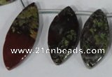 CTD33 Top drilled 10*24mm – 17*40mm marquise dragon blood jasper beads