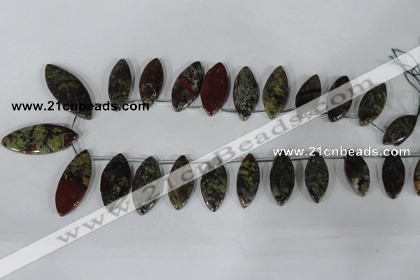 CTD33 Top drilled 10*24mm – 17*40mm marquise dragon blood jasper beads