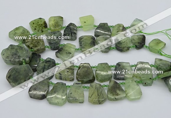 CTD337 Top drilled 15*20mm - 25*30mm freeform green rutilated quartz beads