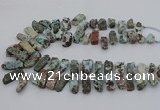 CTD3515 Top drilled 8*15mm - 12*35mm sticks larimar beads