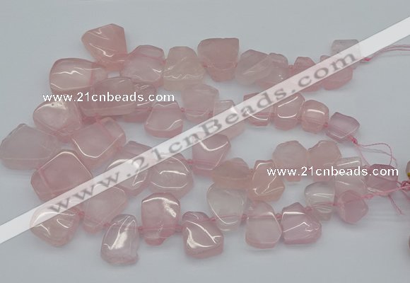 CTD3533 Top drilled 15*20mm - 25*30mm freeform rose quartz beads