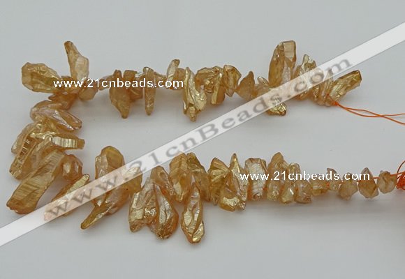 CTD3557 Top drilled 10*20mm - 12*30mm sticks plated quartz beads