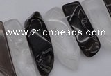 CTD356 10*25mm - 10*50mm wand white crystal & smoky quartz beads