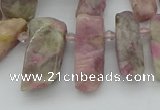 CTD3565 Top drilled 10*20mm - 12*35mm sticks pink tourmaline beads