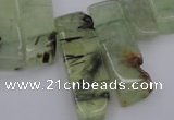 CTD357 Top drilled 10*25mm - 10*50mm wand green rutilated quartz beads