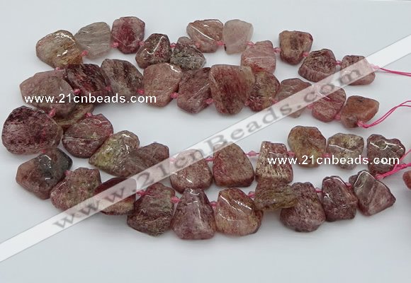 CTD3571 Top drilled 15*20mm - 25*30mm freeform strawberry quartz beads