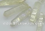 CTD3575 Top drilled 6*20mm - 8*45mm sticks plated white crystal beads