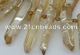 CTD3576 Top drilled 6*20mm - 8*45mm sticks plated white crystal beads