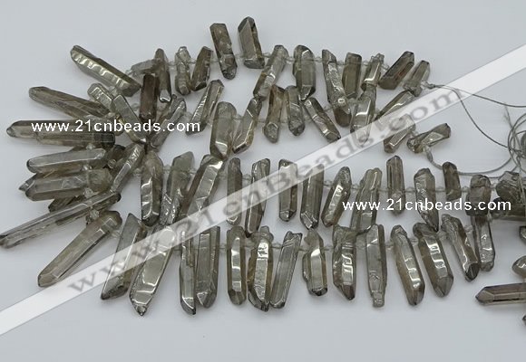 CTD3578 Top drilled 6*20mm - 8*45mm sticks plated white crystal beads