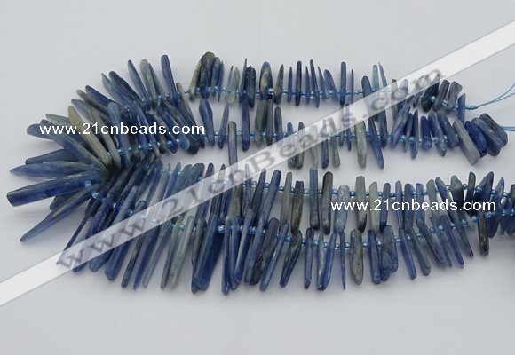 CTD3595 Top drilled 2*15mm - 5*40mm sticks blue kyanite beads