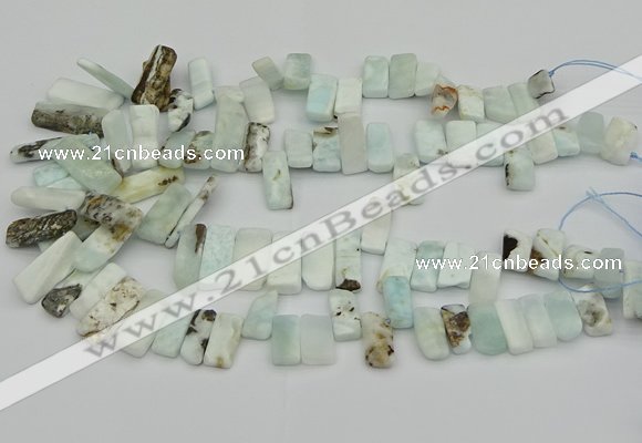 CTD3599 Top drilled 8*15mm - 10*30mm sticks natural larimar beads