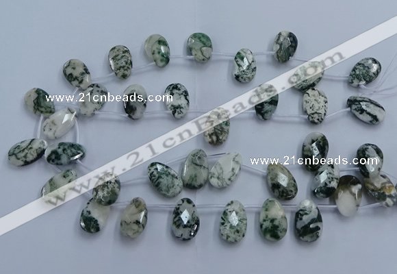 CTD3618 Top drilled 13*22mm briolette moss agate gemstone beads