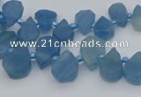 CTD3628 Top drilled 8*10mm - 10*14mm flat teardrop aquamarine beads