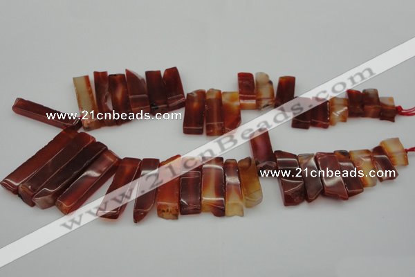 CTD363 Top drilled 10*28mm - 10*55mm wand red agate beads