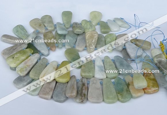 CTD3637 Top drilled 10*20mm - 15*45mm freeform aquamarine beads