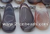 CTD3647 Top drilled 10*20mm - 15*45mm freeform matte botswana agate beads