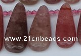 CTD3650 Top drilled 10*20mm - 15*45mm freeform strawberry quartz beads