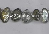 CTD3672 Top drilled 5*8mm - 10*14mm freeform plated white crystal beads