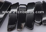 CTD369 Top drilled 10*28mm - 10*50mm wand black agate beads