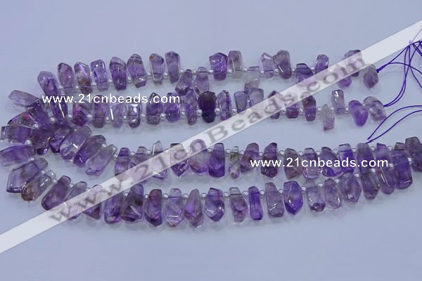 CTD3690 Top drilled 6*16mm - 10*25mm sticks amethyst beads