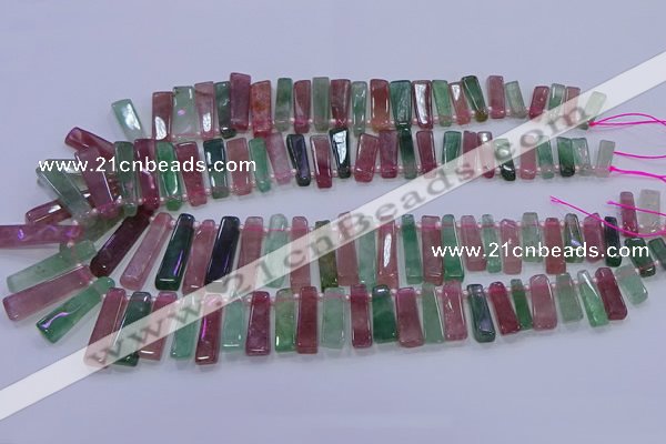 CTD3691 Top drilled 6*16mm - 8*40mm sticks mixed strawberry quartz beads