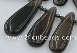 CTD3703 Top drilled 10*20mm - 15*45mm freeform ice black obsidian beads