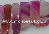 CTD371 Top drilled 10*20mm - 12*55mm wand fuchsia agate beads