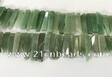 CTD3736 Top drilled 8*20mm - 10*50mm sticks green aventurine beads