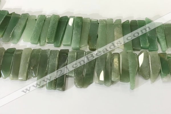 CTD3736 Top drilled 8*20mm - 10*50mm sticks green aventurine beads