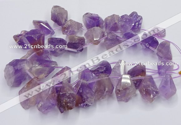 CTD3751 Top drilled 15*20mm - 25*30mm faceted nuggets amethyst beads