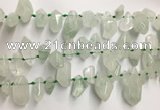 CTD3753 Top drilled 6*12mm - 13*18mm nuggets green quartz beads