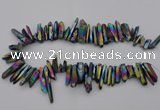 CTD382 Top drilled 5*20mm - 8*35mm sticks plated quartz beads