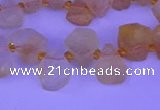 CTD3852 Top drilled 12*13mm - 13*15mm freeform citrine beads