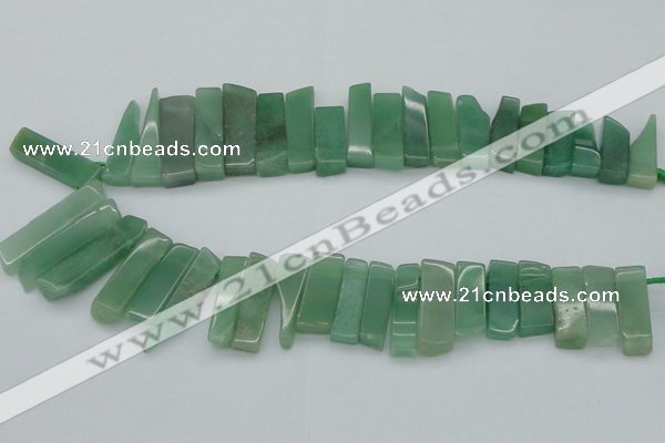 CTD386 Top drilled 10*20mm - 12*50mm wand green aventurine beads