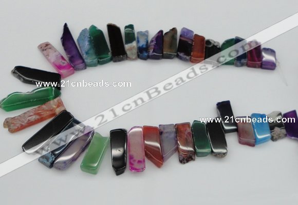 CTD389 Top drilled 10*20mm - 12*55mm wand mixed agate gemstone beads