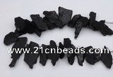 CTD396 Top drilled 10*25mm - 20*35mm nuggets black tourmaline beads