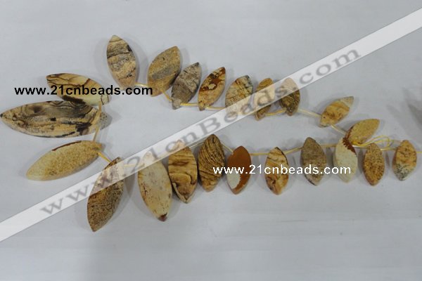 CTD40 Top drilled 10*23mm – 15*40mm marquise picture jasper beads