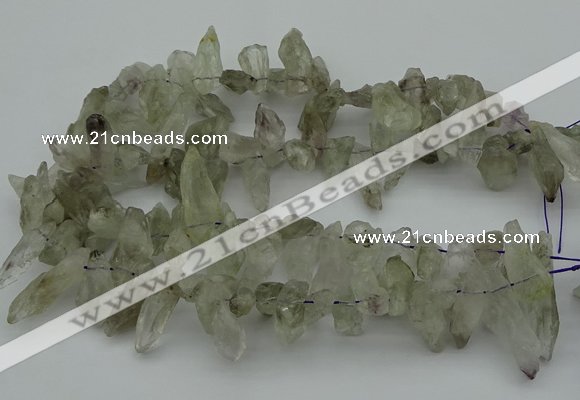 CTD415 Top drilled 8*25mm - 12*40mm nuggets green quartz beads