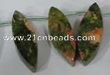 CTD42 Top drilled 10*25mm – 17*50mm marquise unakite gemstone beads