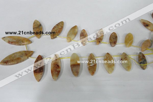 CTD43 Top drilled 12*32mm – 15*37mm marquise Morocco agate beads