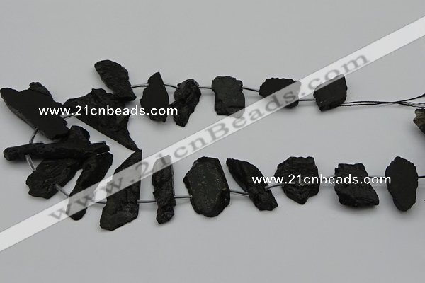 CTD438 Top drilled 10*25mm - 20*45mm freeform black tourmaline beads