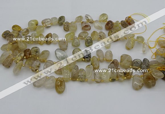 CTD449 Top drilled 10*14mm - 12*20mm freeform golden rutilated quartz beads