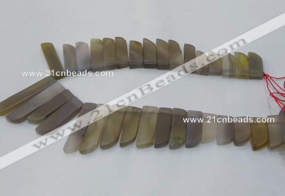 CTD4500 Top drilled 12*25mm - 12*50mm sticks matte grey agate beads