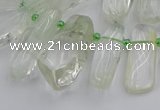 CTD454 15.5 inches 8*20mm - 15*38mm freeform green phantom quartz beads