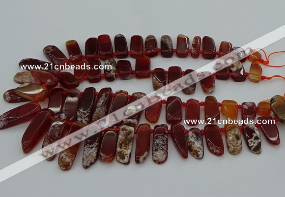 CTD461 15.5 inches 10*20mm - 12*35mm sticks red agate beads