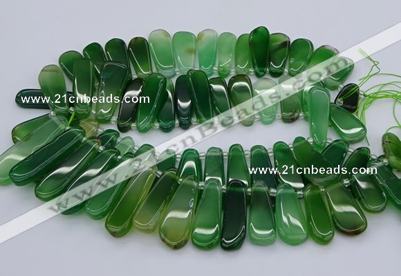 CTD469 15.5 inches 12*25mm - 15*45mm freeform green agate beads