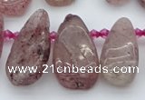 CTD484 Top drilled 10*22mm - 15*45mm freeform strawberry quartz beads